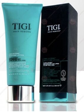 TIGI Hair Reborn Time Extend Moisture Lotion - teal and black